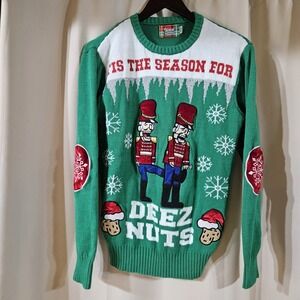 Spencers‎ Ugly Christmas Sweater Medium Tis The Season for Deez Nuts Nutcracker